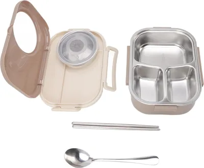 Obrázek produktu pro 1450ml Bento Lunch Box z nerezové oceli Thermal Bento Box Double Layer Bento kontejnery pro studenty Brown