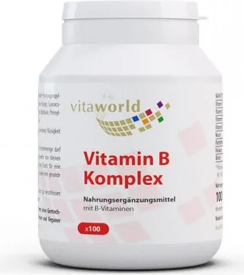 Produktbild von Vita World Vitamin B Komplex | 100 Kapseln | hochdosiert | vegan | gluten- und laktosefrei
