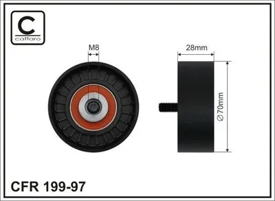 Produktbild von CAFFARO 199-97 Spannrolle Keilrippenriemen 70mm passend für MERCEDES-BENZ Stufenheck (W124) für BMW 7 (E38) 8 (E31)