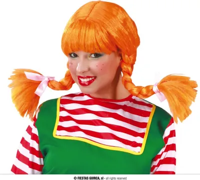 Immagine prodotto di parrucca arancione a capelli lunghi con trecce per donna