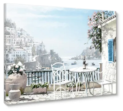 Zdjęcie produktu dla STYLER Obraz na ścianę 70x100 cm na płótnie Canvas dekoracja ścienna do salonu sypialni biura krajobrazowy styl włoskie wybrzeże Amalfi