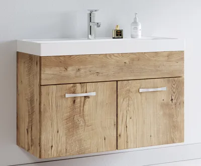 Image de Meuble de salle de bain Paso 01 80 x 40 cm lavabo Chêne châtaignier – Armoire de rangement