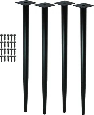 Produktbild von Metallfuß aus Stahl 71 cm gerade Sofafuß Schrankfuße Schwarz 4 Stück