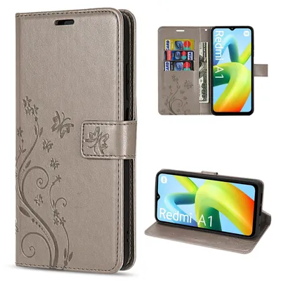 Produktbild von Hülle Xiaomi Redmi A1, Handy Tasche Handyhülle Flip Wallet Case Klapphülle Etui Grau