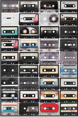 Produktbild von Wallario Wandbild Retro Kassetten, Größe: 61 x 91,50 cm, Poster mit schwarzem Aluminiumrahmen