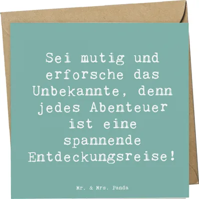 Produktbild von Mr. & Mrs. Panda Grußkarte Spruch Unbekannte Orte erkunden - Meeresbrise - Geschenk, erforsche das, faltkarte, Motivation, Vertrauem, Herzklopfen, Zuversicht, doppelkarte