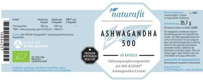 Image de Naturafit Ashwagandha 500 mg gélules, 60 gélules