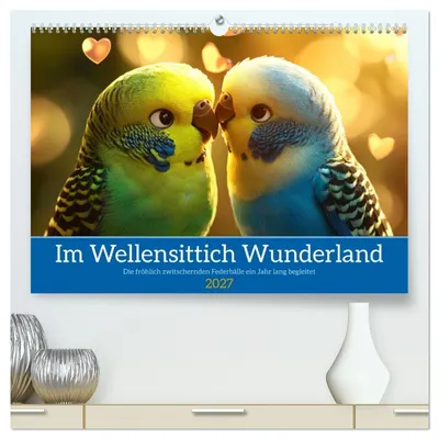 Produktbild von Im Wellensittich Wunderland (hochwertiger Premium Wandkalender 2027 DIN A2 quer), Kunstdruck in Hochglanz
