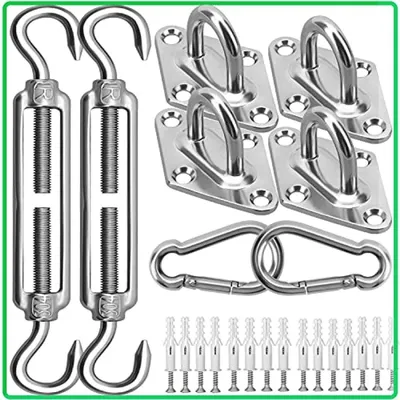 Produktbild von PromoHome® Sonnensegel Montageset - Edelstahl 304 Befestigungsset für Schattentücher - Inklusive Federn, Spannschrauben, Wandhalterungen