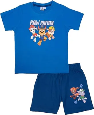 Obrázok produktu pre Paw Patrol pyžamo pre chlapcov 110/116 - Detský pyžamový komplet s krátkym rukávom a nohavicami modrý