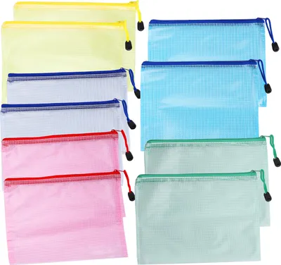 Produktbild von 10 Stück Reißverschluss-Aktentasche, Netzstoff, A5-Dokumententasche, Schutztasche für klassifiziertes Bürobedarf