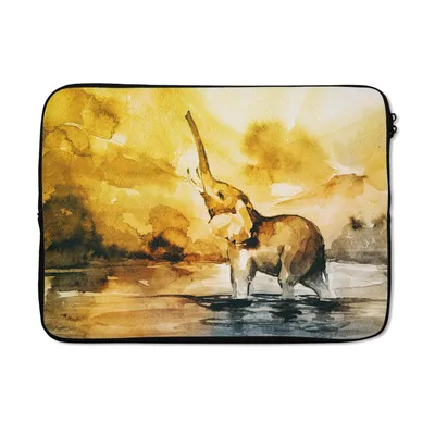 Produktbild von MuchoWow® Laptop Hülle 14 ZollElefant - Aquarellfarbe - Wasser Laptoptasche - Laptoptasche - Stoßsicher - Schutzhaube