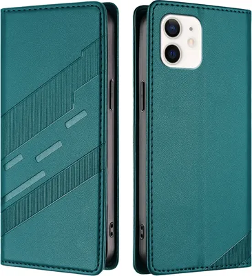 Produktbild von Hülle für iPhone 11, Kunstleder Brieftaschen Handyhülle mit Kartenfach und Standfunktion Grün