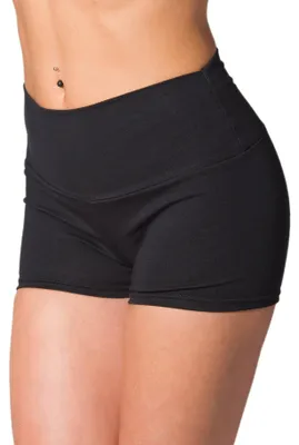 Productafbeelding van Alkato dames sportshorts met hoge taille, model hotpants, fietsshirt, lange shorts, kleur: zwart, maat: 42
