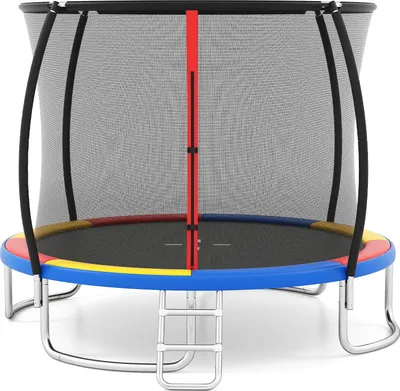 Produktbild von COSTWAY Ø366cm Trampolin Outdoor mit Leiter, Gartentrampolin rund mit Sicherheitsnetz, Randabdeckung & Metallrahmen, Kindertrampolin Komplett Set