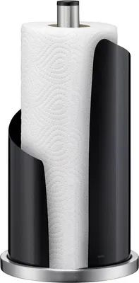 Produktbild von PolkaHome® Küchenrollenhalter Stella, Ø 15 cm, Edelstahl/Metall, Schwarz, 33 cm hoch