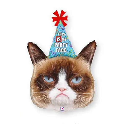 Produktbild von 36" Shape Folienballon "Grumpy Cat Party Face" | 91 cm