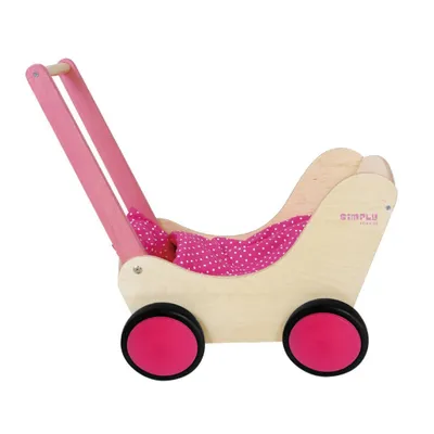 Image de Simply for Kids Houten Poppenwagen Roze