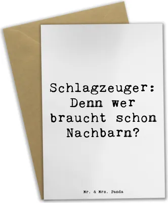 Produktbild von Mr. & Mrs. Panda Grußkarte Spruch Schlagzeuger Spruch - Weiß - Geschenk, weihnachtskarten, jubiläumskarte, Lärm, Band, Musiker, hochzeitskarten, osterkarten, Lernen
