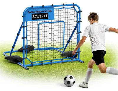 Produktbild von VEVOR Fußball Rebounder 108 x 109 cm, Rückprallnetz mit Verstellbarem Winkel & Robustem Eisenrahmen, PE-Trainingsnetz für Ballkontrolle & Passtraining, Balltrainingsgerät für Jugendliche & Erwachsene
