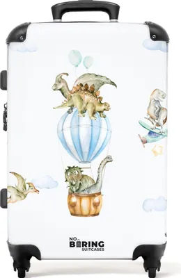 Obrázek produktu pro NoBoringSuitcases.com® Velký kufr - Dinosaurus - Horkovzdušný balón - Chlapec - Letadlo - Hvězdy - Kombinovaný zámek TSA - Pevná skořepina na kolečkách - 72 litrů - Cestovní kufr - 66 cmKufr střední 67x43x25 cm, 72L,