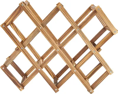 Produktbild von Zusammenklappbares, freistehendes Weinregal aus Holz, Aufbewahrungs- und Präsentationsregal für 10 Flaschen