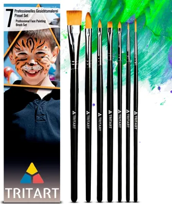 Produktbild von Tritart Schminkpinsel für Kinder Set 7-teilig - Pinsel für Kinderschminke für Fasching Halloween Schminke - Make-Up Pinsel für Theaterschminke - Profi Pinselset aus Kunsthaar