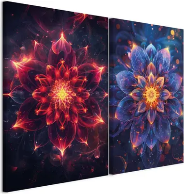 Produktbild von murando - Handart Set Kosmische Energie Kunstdruck 80x60cm 2 Teilig je 40x60cm Collage 2er Vlies mit Acrylgel Beschichtet Wandbilder Leinwand Bilder Dekoration - Mehrteilige Farbenfrohe p-H-10010-b-a