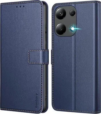 Zdjęcie produktu dla Etui na telefon komórkowy Xiaomi Redmi Note 13 Pro 4G Skórzane etui z klapką w kolorze niebieskim z kieszeniami na karty i funkcją podstawki