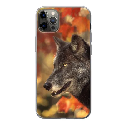 Produktbild von MuchoWow® Handyhülle Schutzhülle Hülle für iPhone 13 Pro Max Wolf - Nahaufnahme - Blätter Silikon Softcase Handy Hülle - Mobiltelefon