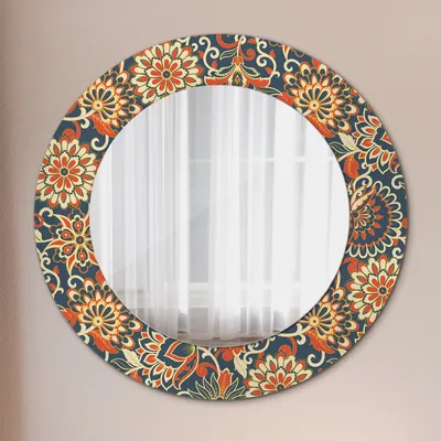 Produktbild von Spiegel - Mirror zum Wandspiegel Schlafzimmer – Schminkspiegel- vintage blumen illustration- Ø60cm
