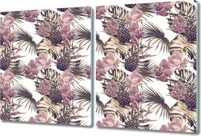 Produktbild von Glas-Herdabdeckplatte Glaskeramikkochfeld-Abdeckung Spritzschutz - 2x 40x52 cm - Tropisch Abstrakt