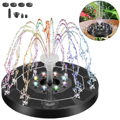 Produktbild von Solar Springbrunnen für Außen,160mm Schwimmender Solar-Springbrunnen mit Belüftung & Wasserspiel, 8 Düsen, Akku, FüR GäRten, VogelbäDer, Teiche