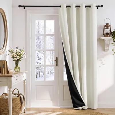 Obrázek produktu pro Těžká závěsa proti chladu, zatemňovací závěs, světle béžová barva, rozměry 260 cm (výška) x 140 cm (šířka)