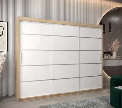 Obrázek produktu pro Šatní skříň ENNI - šířka 250 cm, dub sonoma / bílá