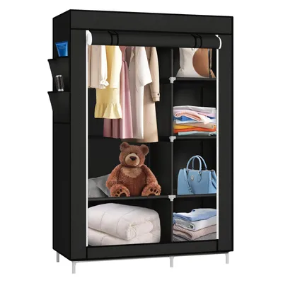 Produktbild von Stoffschrank Tragbarer Kleiderschrank mit Kleiderstangen & Ablagen 170x45x105cm Schwarz