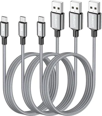 Zdjęcie produktu dla Kabel Micro-USB, 1 metr - 3 sztuki - Kabel nylonowy, szybkie ładowanie 18W