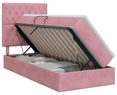 Image de vidaXL Lit avec rangement et matelas Rose 90 x 190 cm Velours