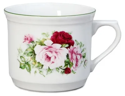 Produktbild von Thun 1794 Großer Becher Kocher, rosa - grüner Rand, 0,63 l, Thun