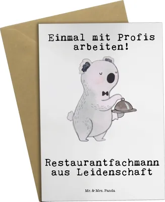 Produktbild von Mr. & Mrs. Panda Grußkarte Restaurantfachmann Leidenschaft - Weiß - Geschenk, Restaurant, weihnachtskarten, Grußkarten, Ausbildung, Klappkarte, Lustig, Beileidskarte