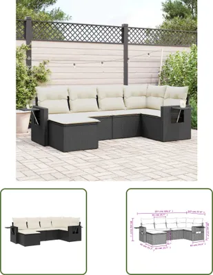 Produktbild von The Living Store 6-tlg. Garten-Sofagarnitur mit Kissen Schwarz Poly Rattan