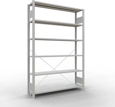 Produktbild von Schulte Büro-Fachbodenregal MULTIplus85 Stecksystem ohne Anschlagleiste | Grundregal | Fachlast 85kg | HxBxT 200x130x30cm | 6 Ebenen | Einseitig nutzbar | Lichtgrau