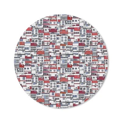 Produktbild von MuchoWow® Mauspad Mousepad Stadt - Muster - Häuser 20x20 cm - Mousepads - Maus Mat - Pad - Mausunterlage - Schreibtischmatte