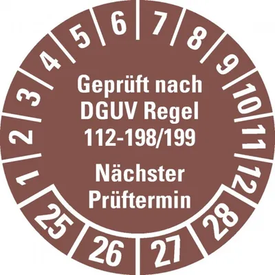 Produktbild von Dreifke® Aufkleber I Prüfplakette  nach DGUV 112-198/199 25-28, braun,...