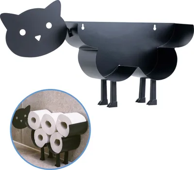 Produktbild von Sanics Reservepapierhalter Freistehend - Toilettenpapierhalter Hängend - Wandhalter - Ersatzrollenhalter Katze - Rollenhalter Schwarz