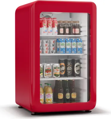 Image de Klarstein Audrey Evo Réfrigérateur à boissons - 115 L, Porte à double vitrage, LED, Température 0-10°C, Design rétro, , Pieds réglables, Rouge