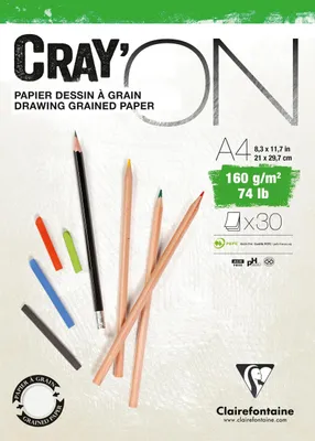 Produktbild von Clairefontaine 5x Cray'ON, geleimter Block A4, 30 Blatt 160g 975027C