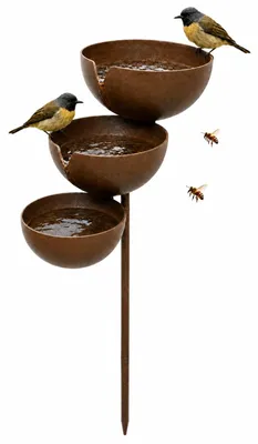 Productafbeelding van 3-laags Regenopvang Tuinsteker - Metalen Vogelbad