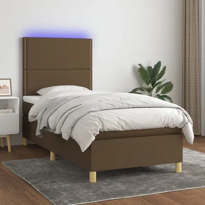 Produktbild von Design Möbel Boxspringbett mit Matratze & LED Dunkelbraun 90x200 cm Stoff - 2024 Neu