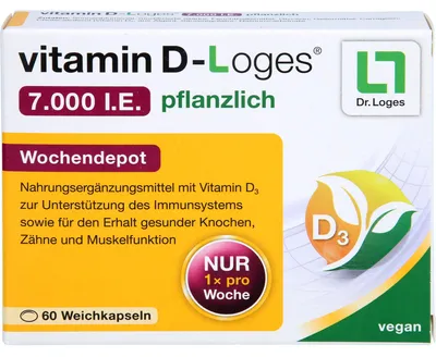 Produktbild von Vitamin D-Loges 7.000 I.E. pflanzliche Weichkapseln, 60 St. Kapseln